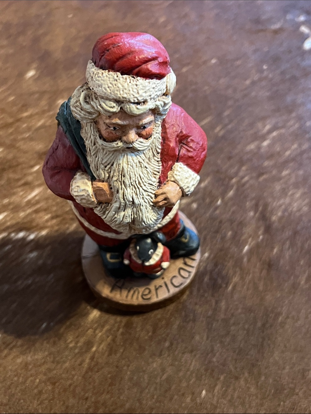 Vtg Wood World Inc 1989 American Santa Figurine Folk Art Handcrafted Va. USA GC